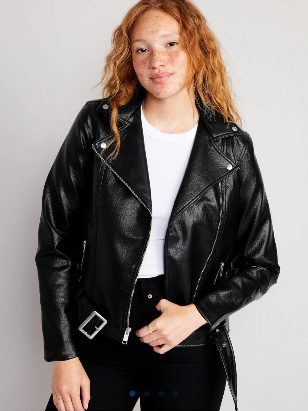 Old Navy Black Leather Motorcycle Jacket